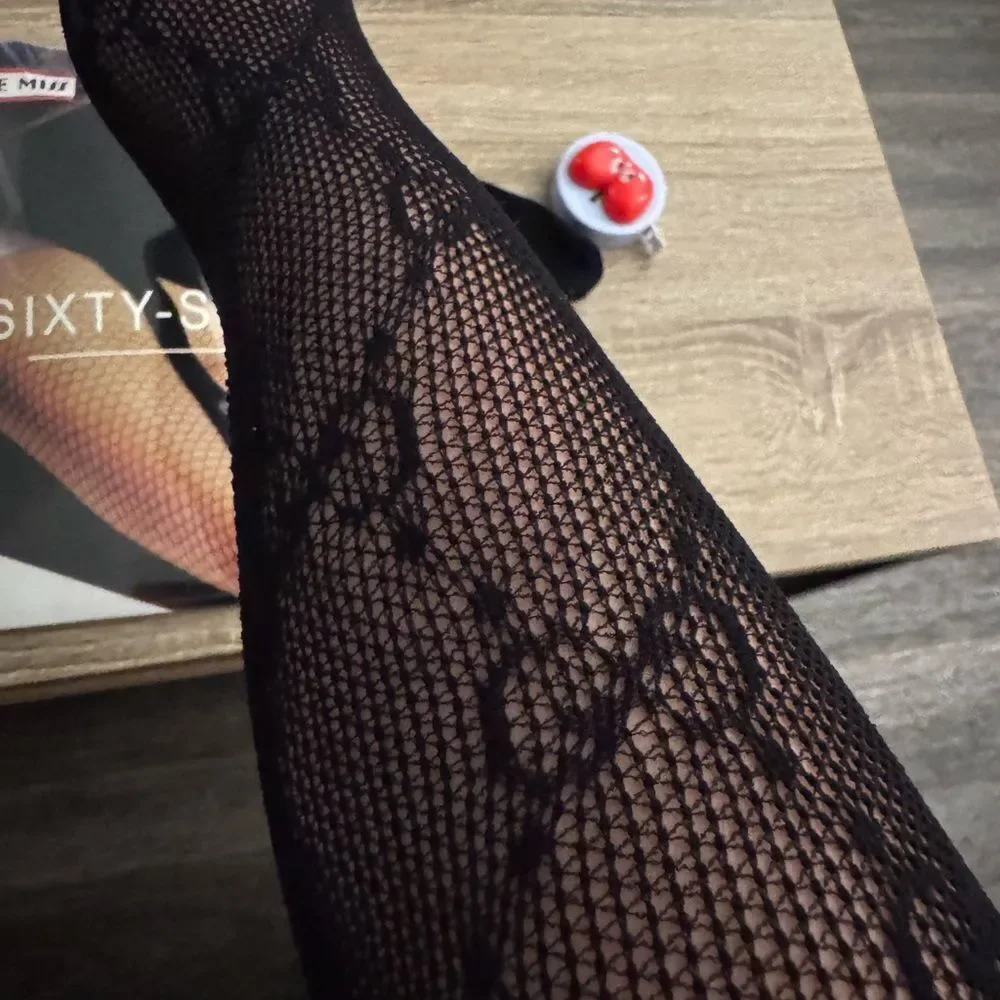 Black Floral GG logo Tights